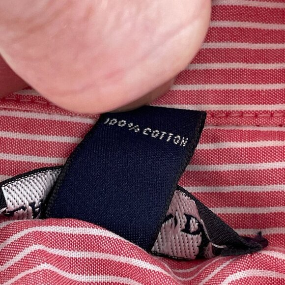 Lands End Womens Red & White Striped Cotton Button-UpShirt Size L 3840 - Picture 4 of 8